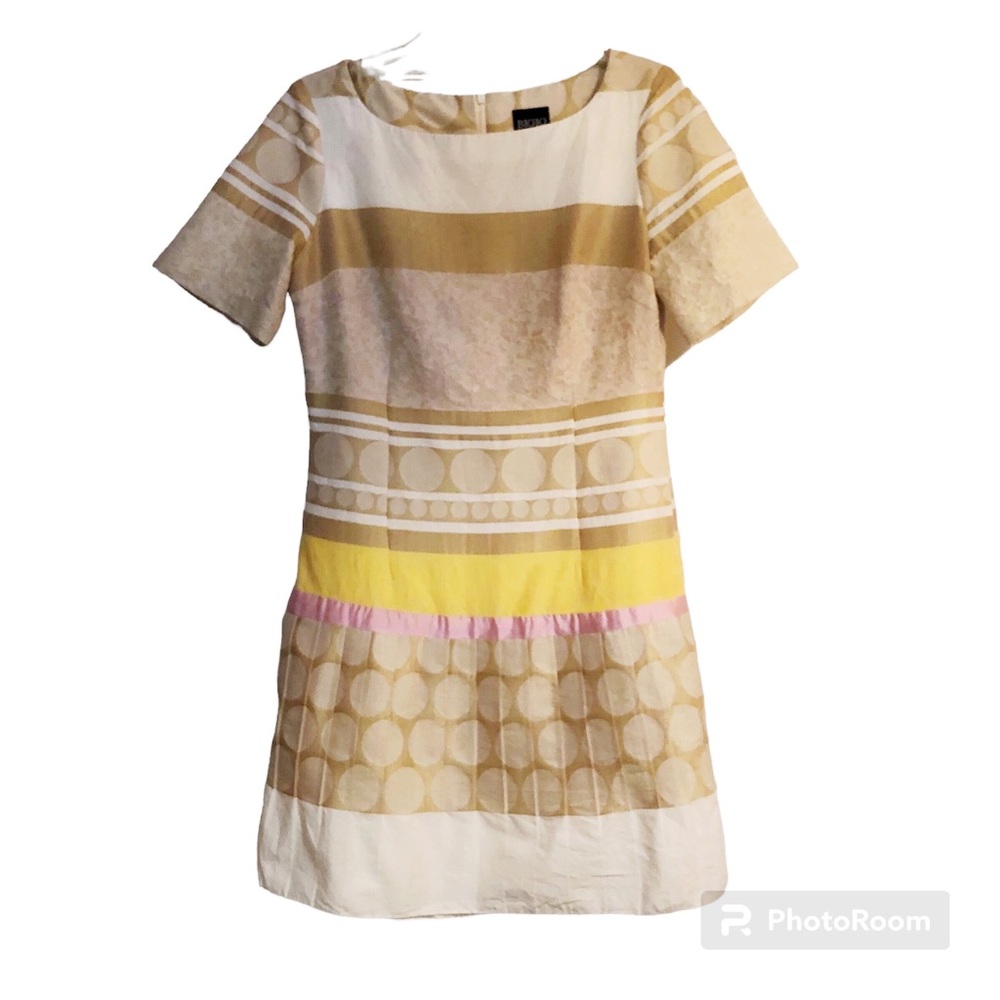 Bigio Collection Yellow, multi print retro 60’s style day dress US made